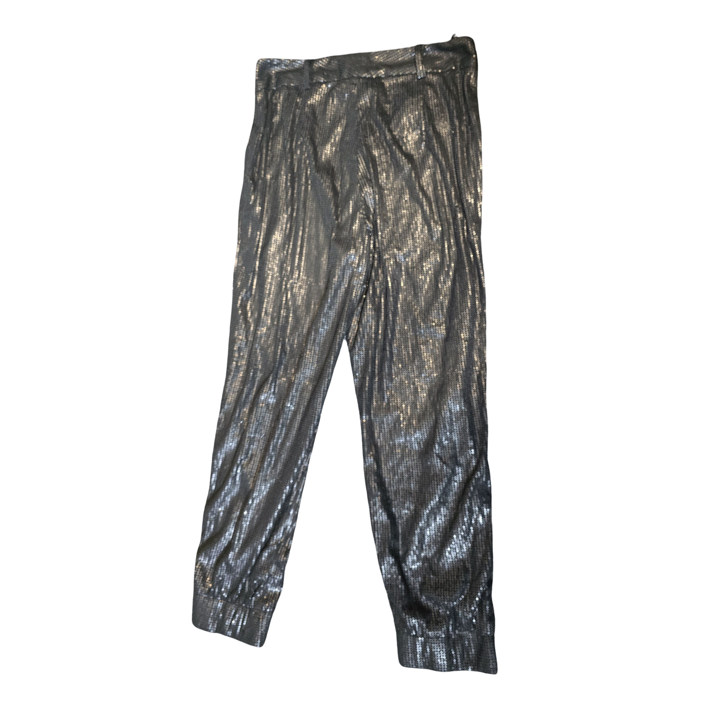 Danity Black Sequin Cuffed Trousers – Size M (Fits size 10/12, NWT)