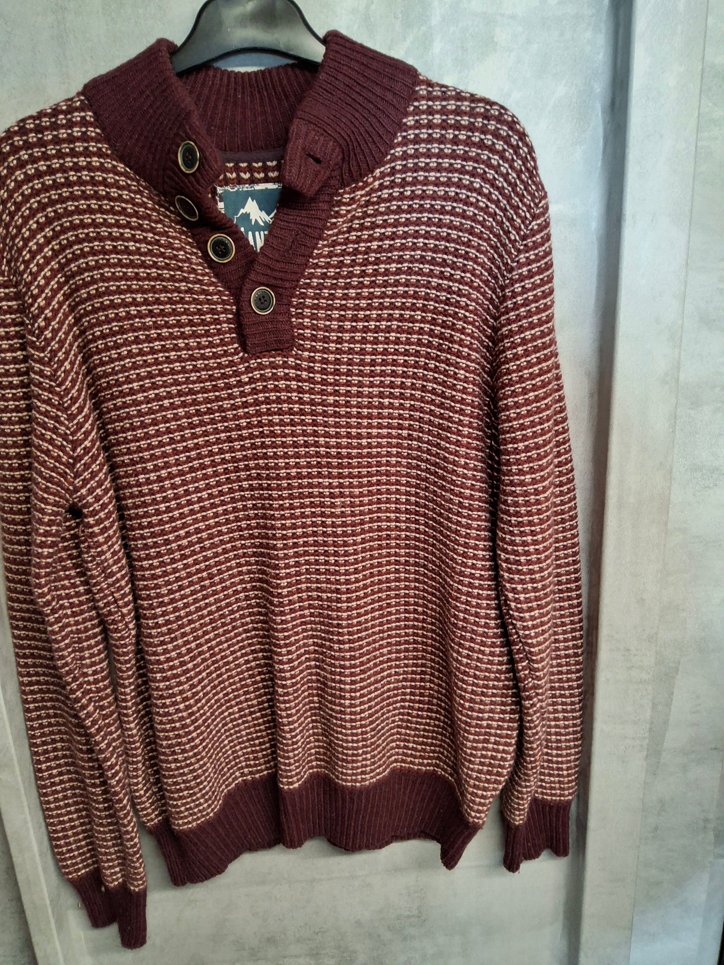 Mantaray Burgundy & White Knit Jumper – Men’s M – Wool Blend