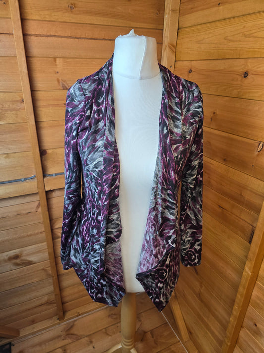 Mr Max Purple & Grey Waterfall Cardigan | Lightweight Sheer Look | XS size 8-10