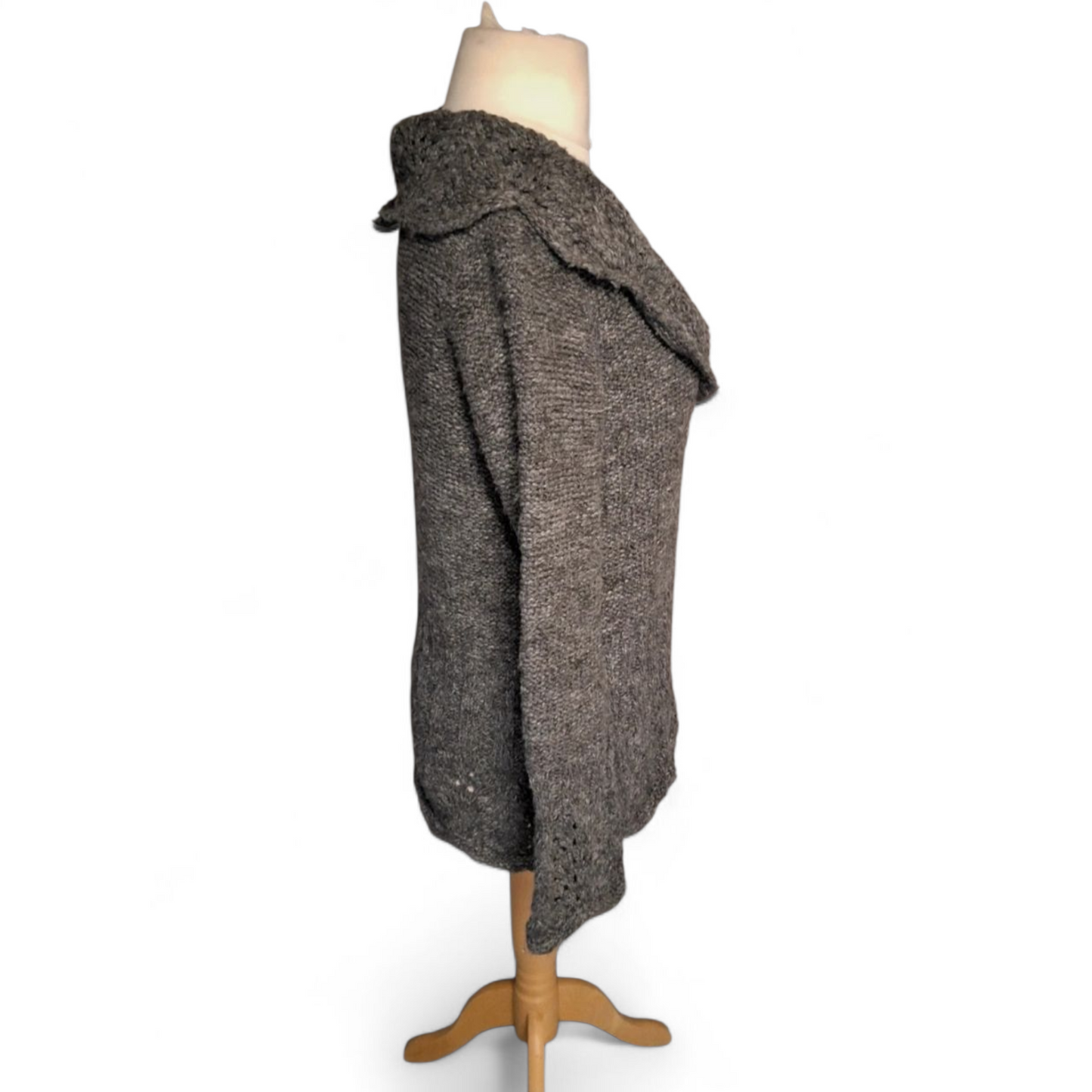 Per Una Grey Knitted Cardigan – Size Small (UK size 8/12) – One Button Close