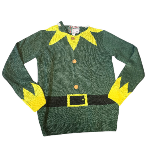 Cedar Wood State Green Elf Knit Hoodie – Xmas Jumper – Size M Men's