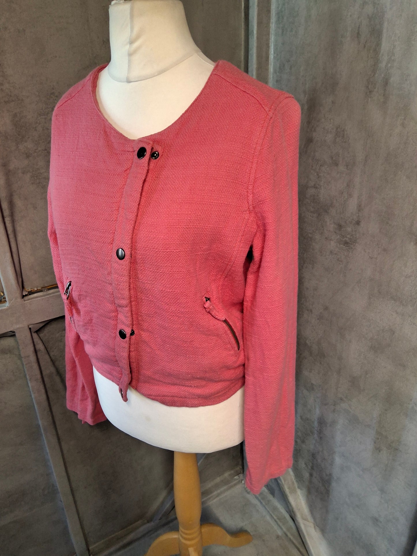 La Redoute Pink Zip-Up Blazer Jacket – Size 14 – Smart Casual Layering