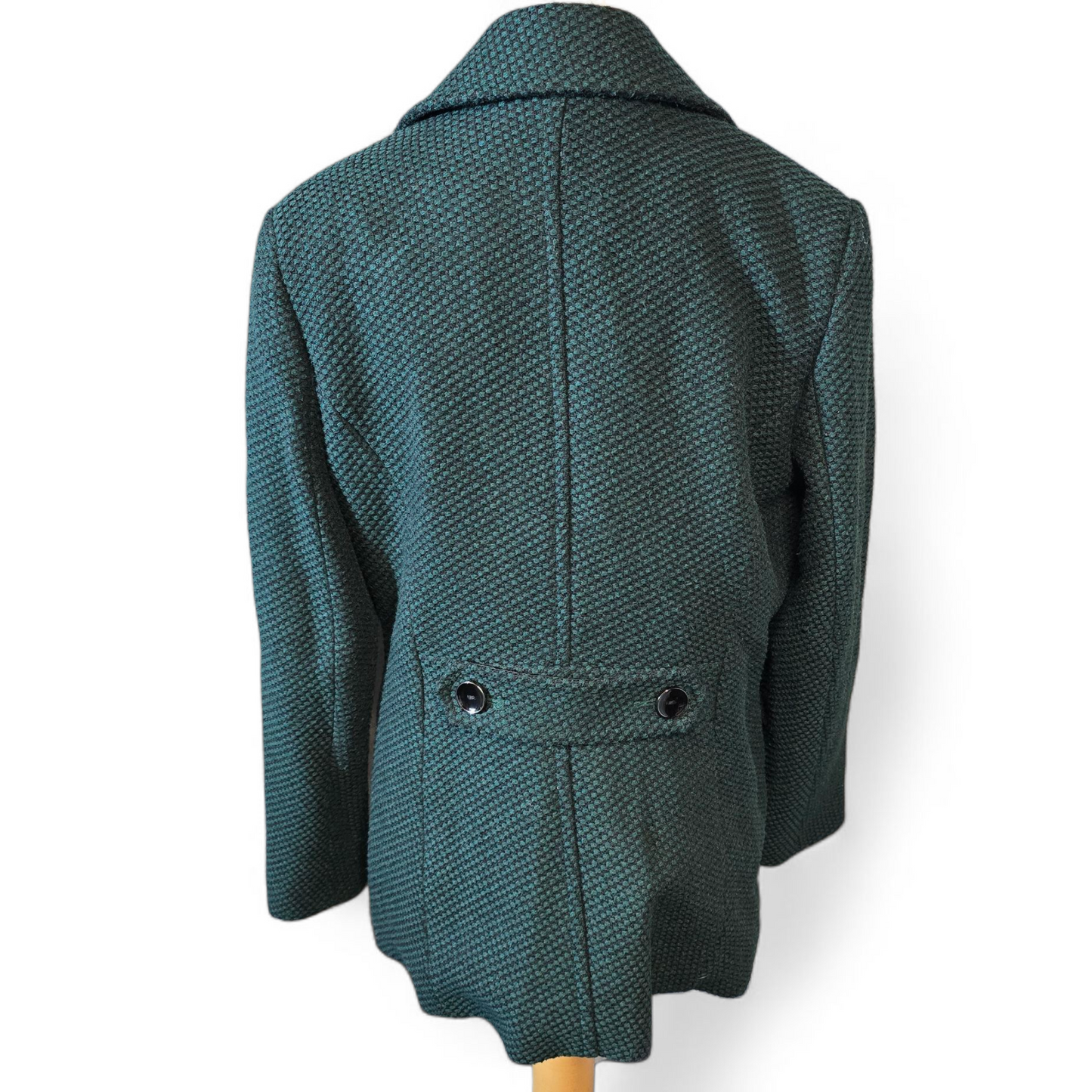 Debenhams Dark Green & Black Knitted Peacoat – Size 16