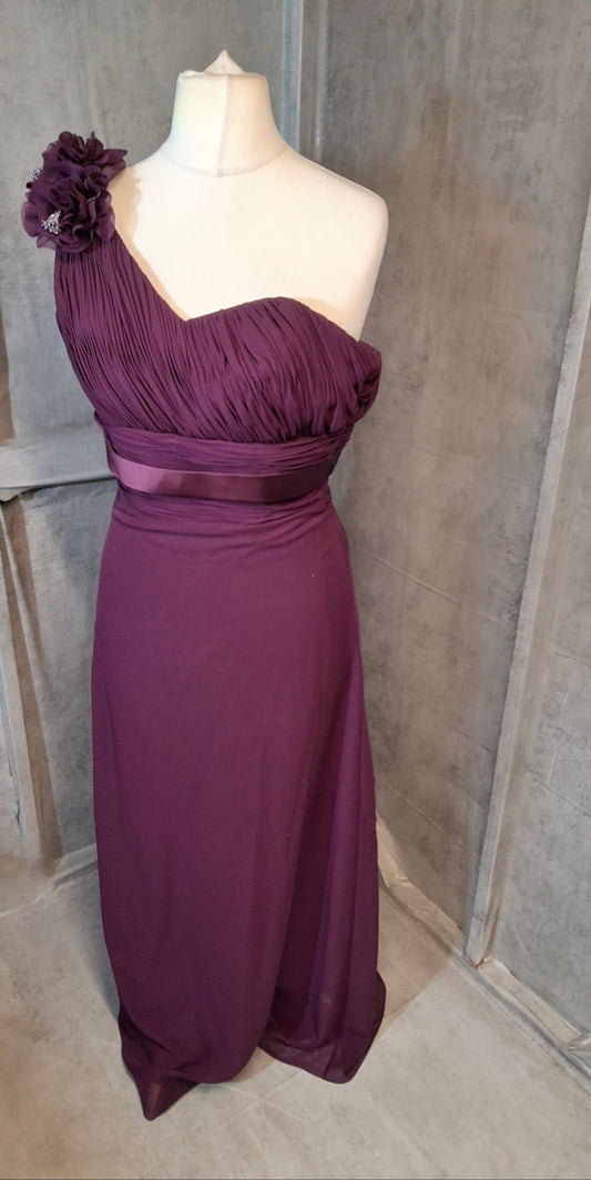 Hilary Morgan One-Shoulder Plum Formal Dress – Size 10