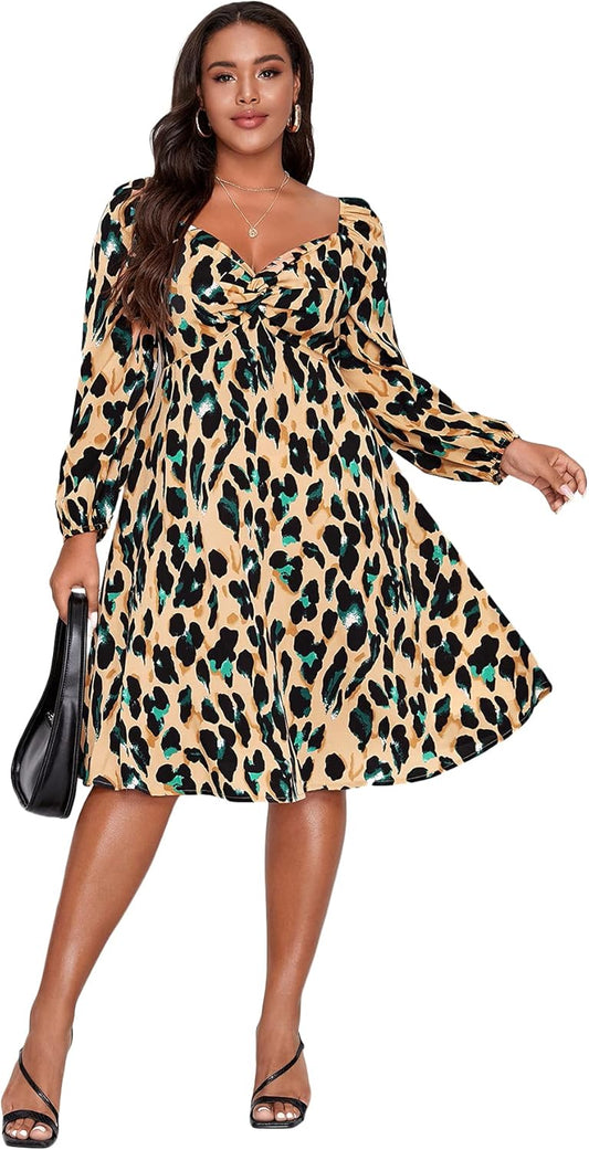SHEIN Leopard Print Sweetheart Neck Dress – Size 2XL (Fits size 16/18)
