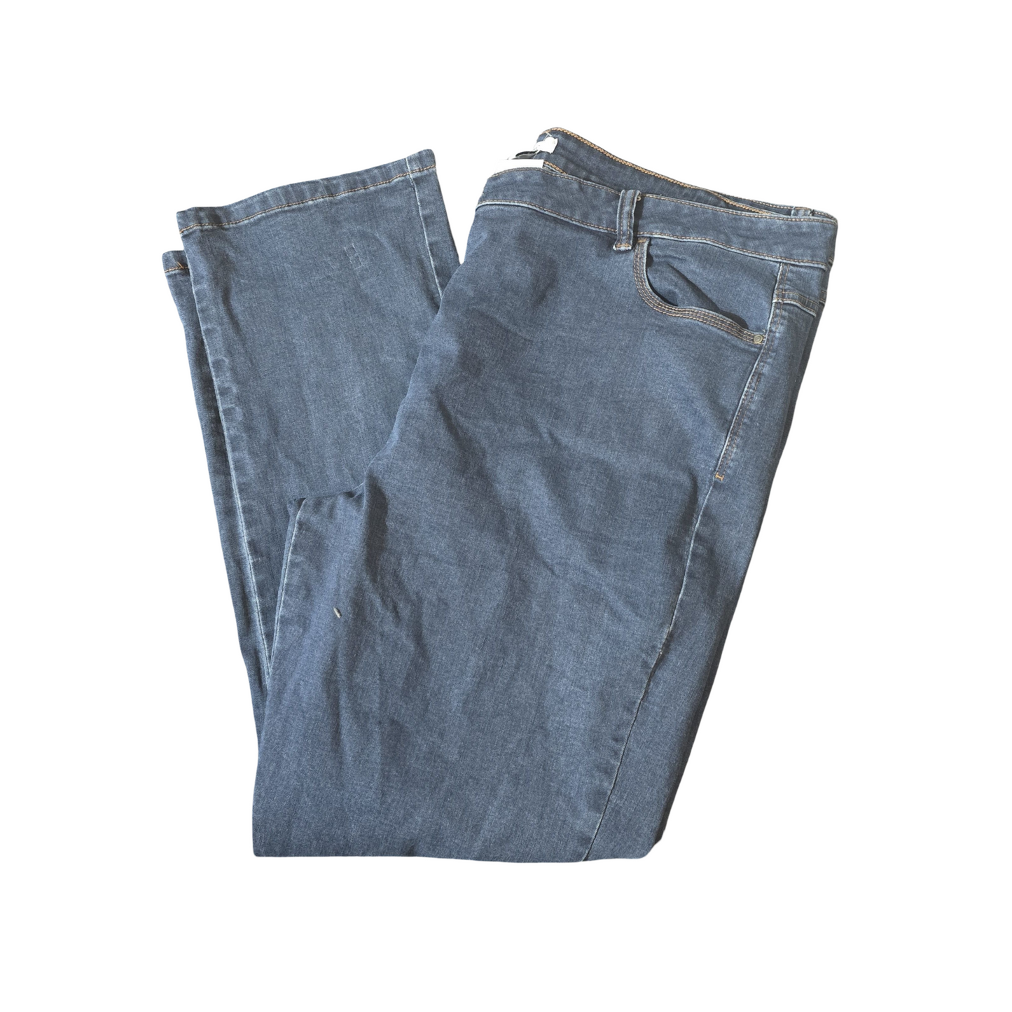 M&Co Blue Straight Leg Jeans – Size 22 Regular – Comfy Cotton Blend Denim