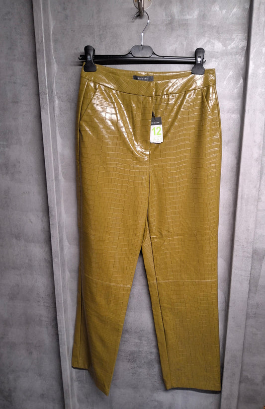 Primark Olive Green Croc-Effect Faux Leather Trousers – Size 12 – NWT