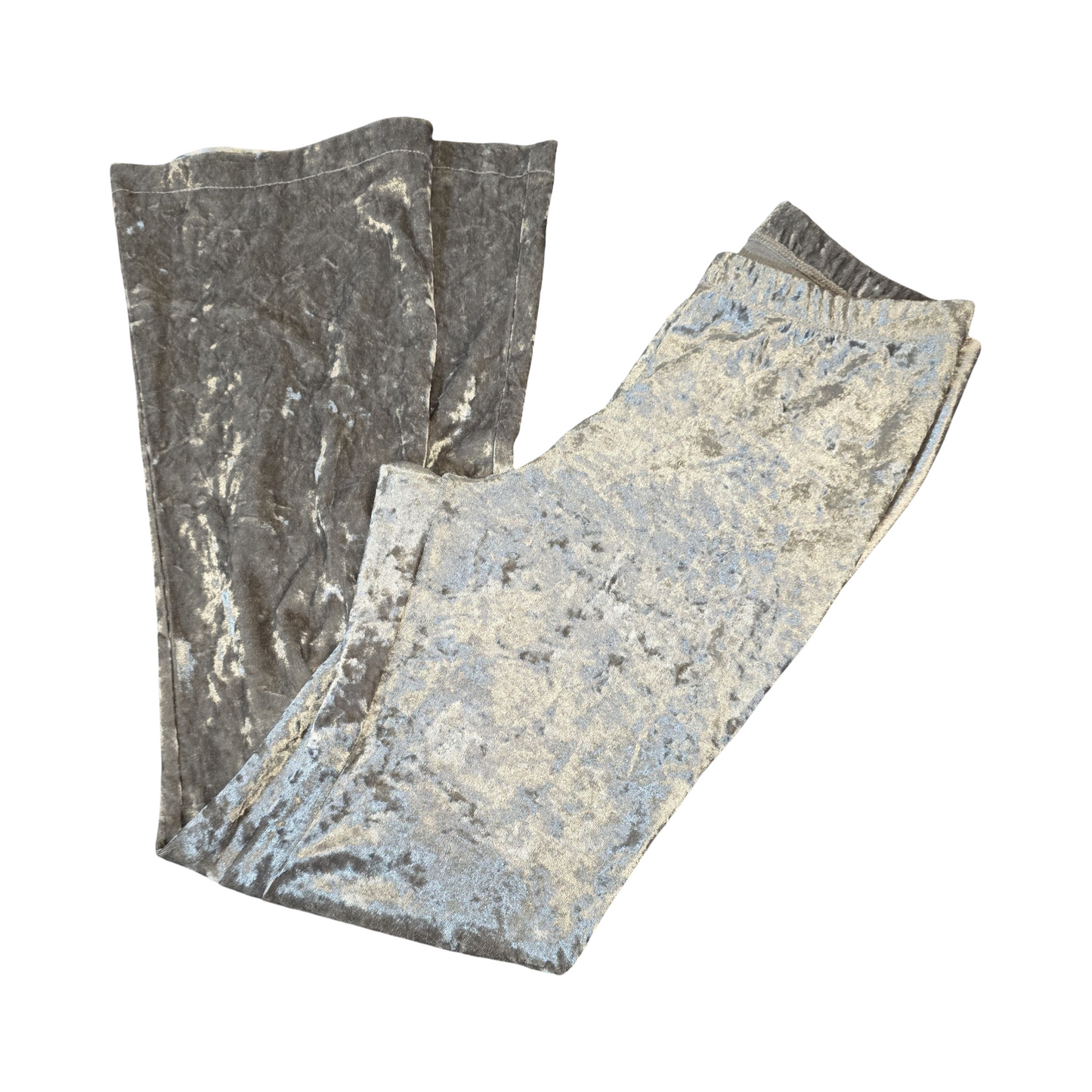 Topshop Silver Velvet Flared Leggings – High Waisted – Size 8
