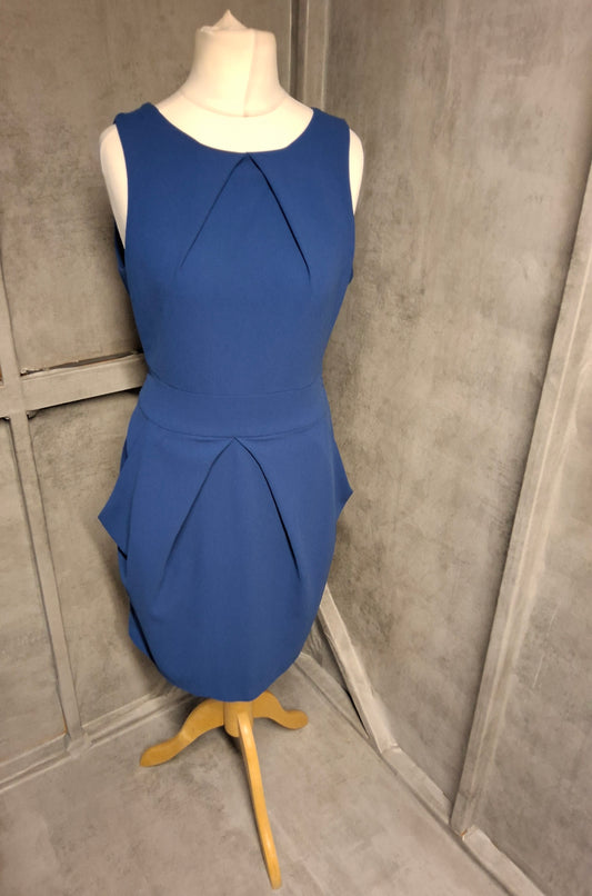 Closet London Royal Blue Belted Dress with Pockets – Size 12 Occasion Ready
