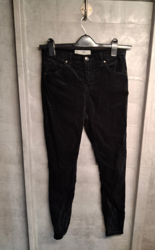 Topshop Moto Jamie Velvet Black Skinny Trousers – High Waist – W28 L32 (UK 10)