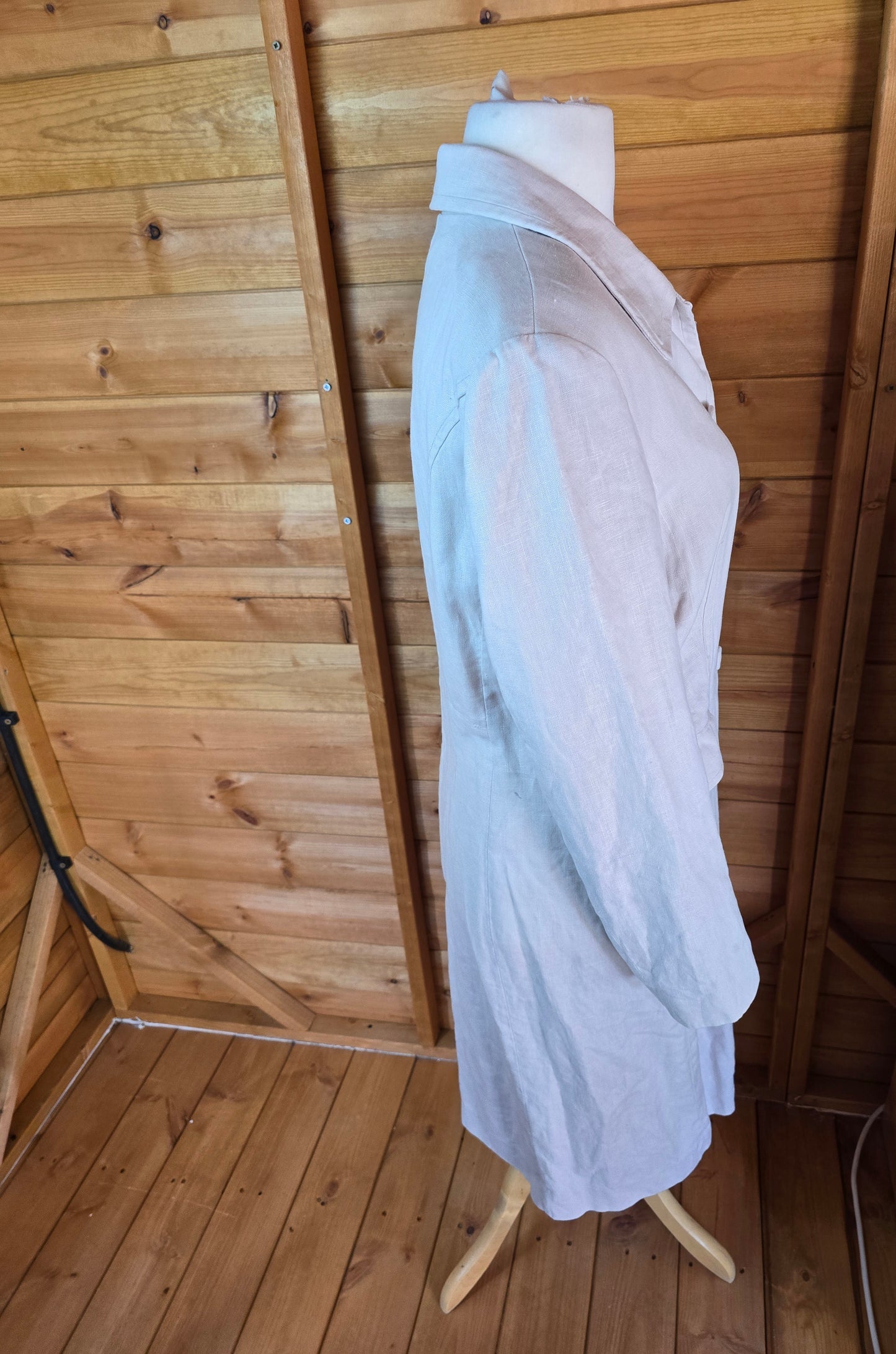 Per Una Cream 100% Linen Midi Jacket – Size 14