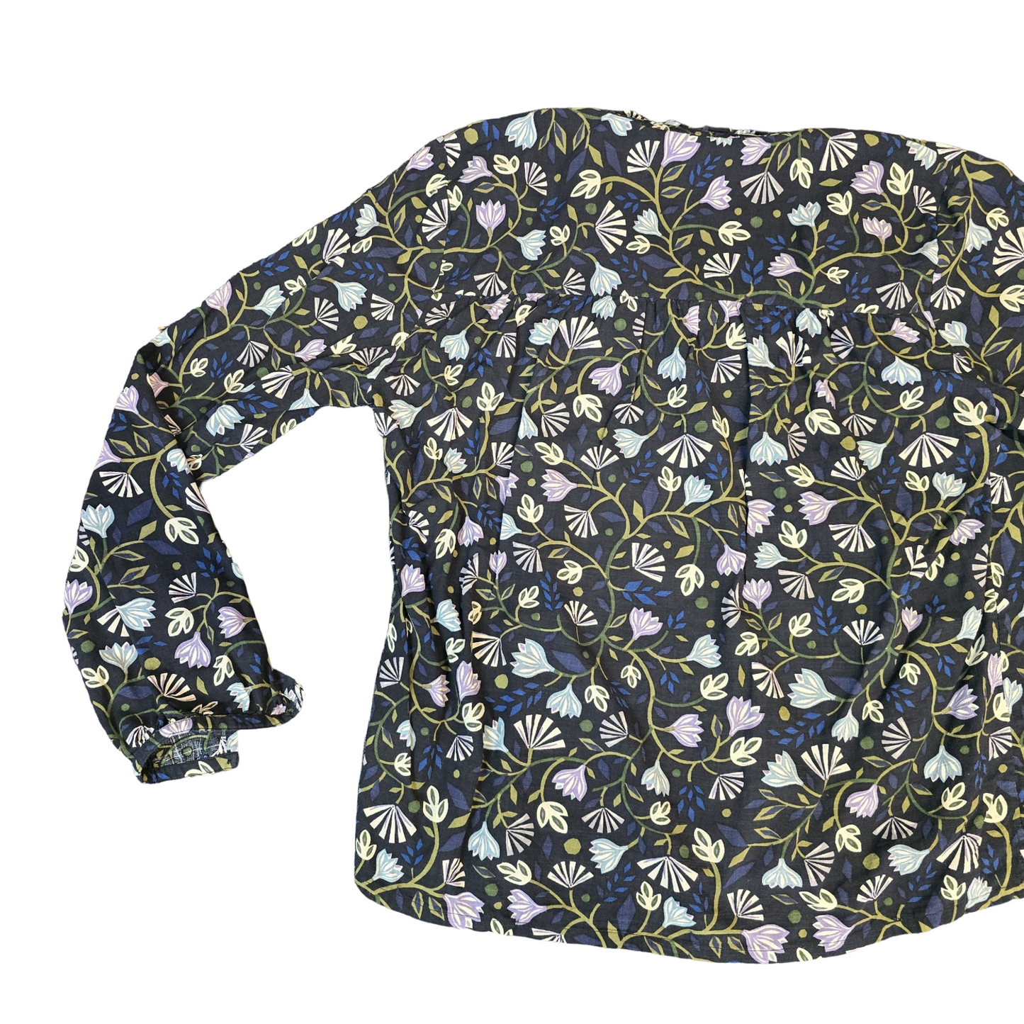 Seasalt Cornwall Blouse Black Size 10 Floral Causal