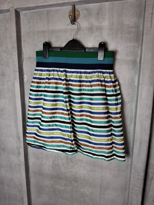Sisley Multicolour Striped Mini Skirt – Size S (6/8) Lined Viscose Cotton
