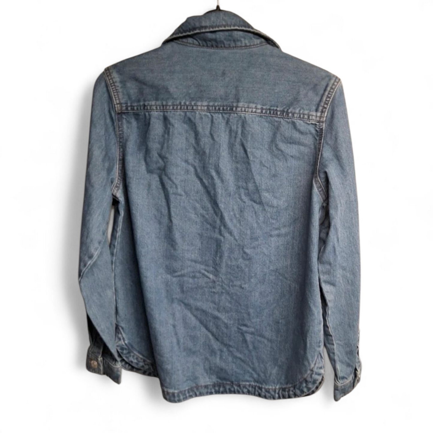 F&F Kids Girl's Blue Denim Shirt – Age 11–12 Years – 100% Cotton Oversized