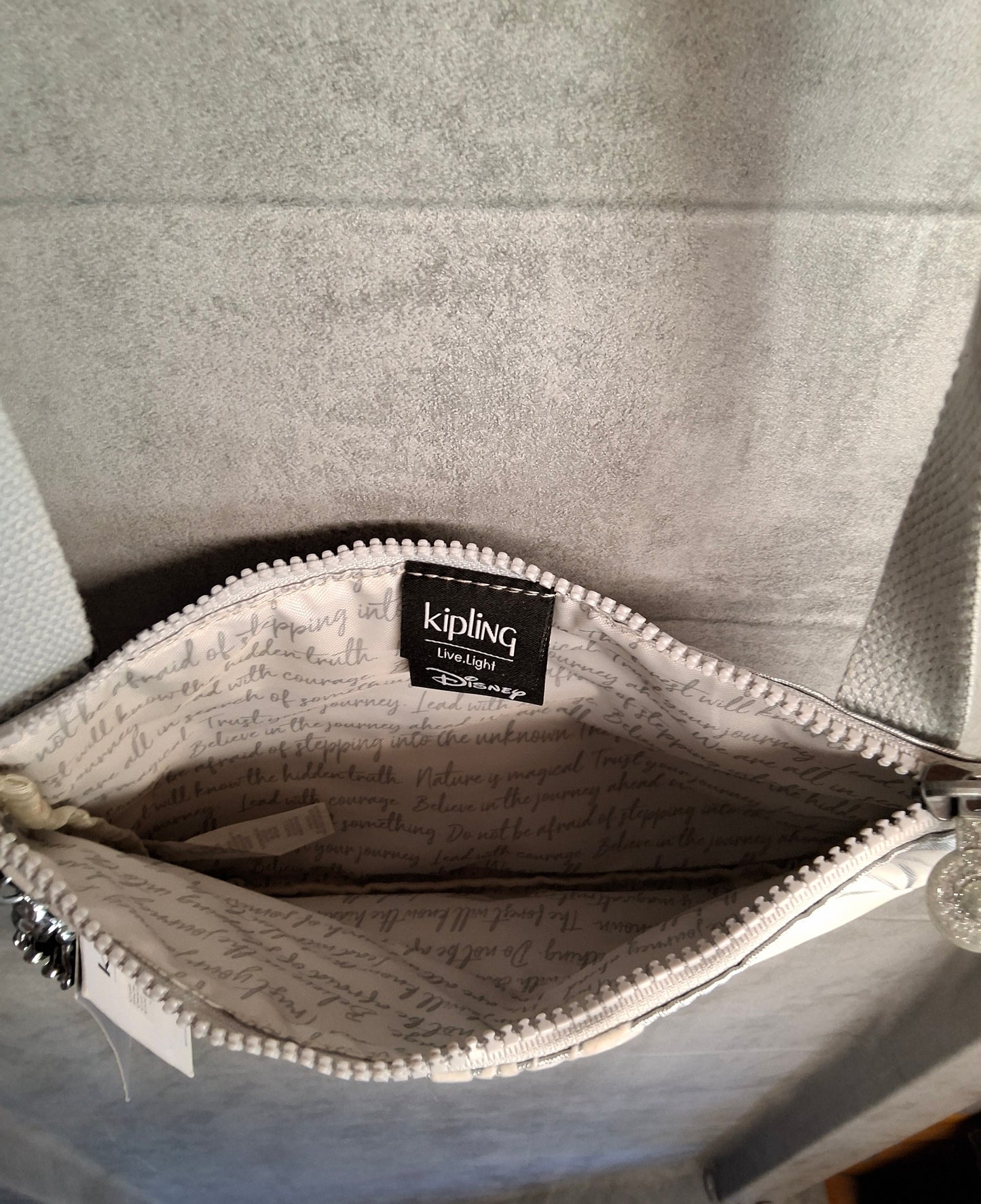 Kipling Frozen 2 Silver Shoulder Bag – Kids, Zip Close, Charm, New with Tags, 9"x7"