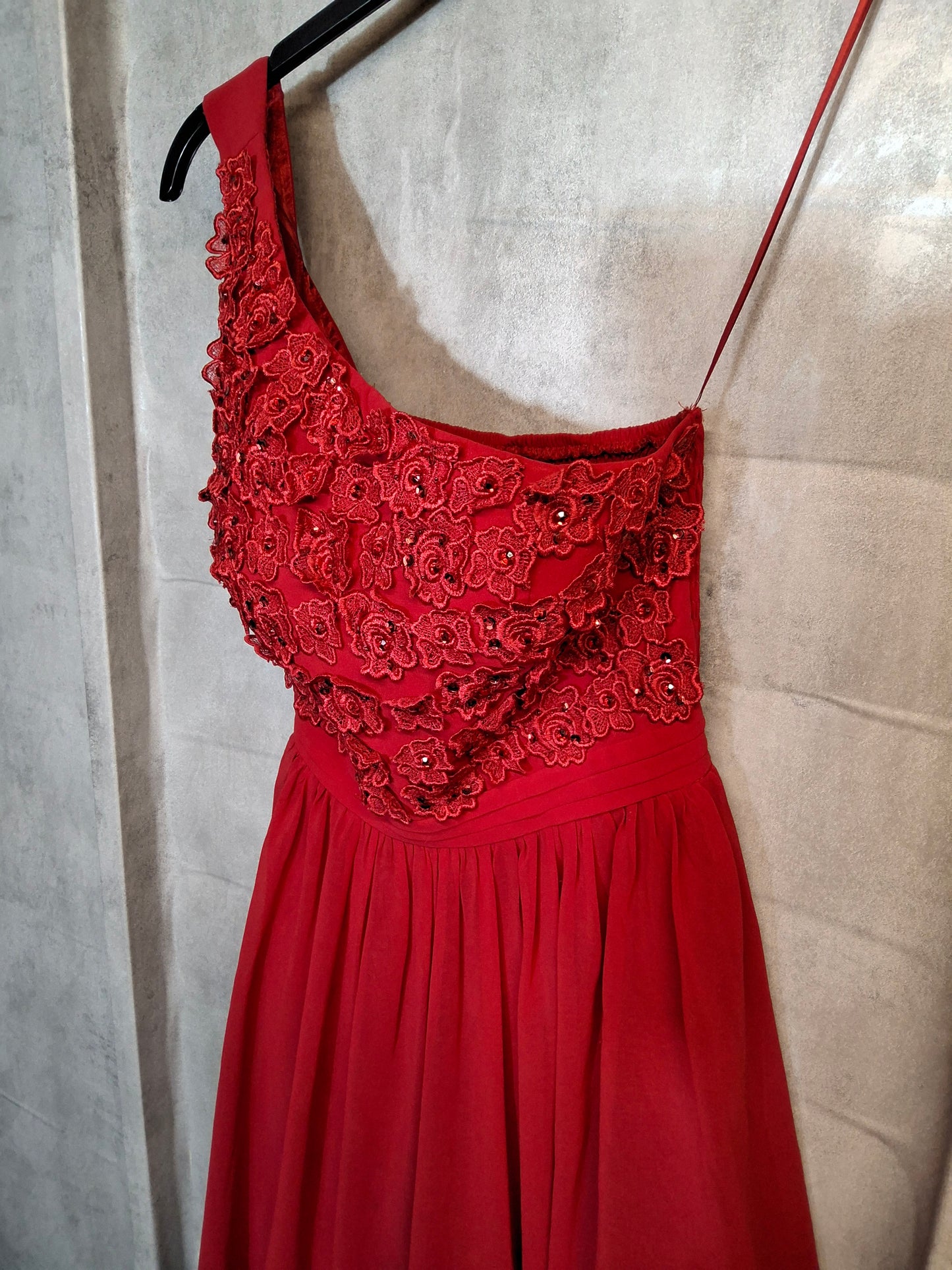 Little Mistress Red One-Shoulder Embellished Mini Dress – Size 6 – NWT