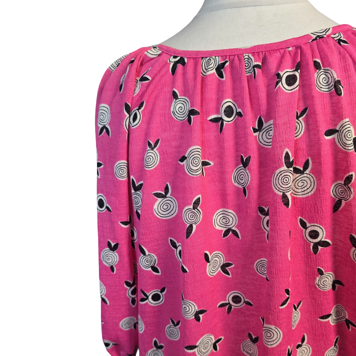 Celia Birtwell For Next Blouse Pink Size 18 3/4 Sleeve Bold Print Causal
