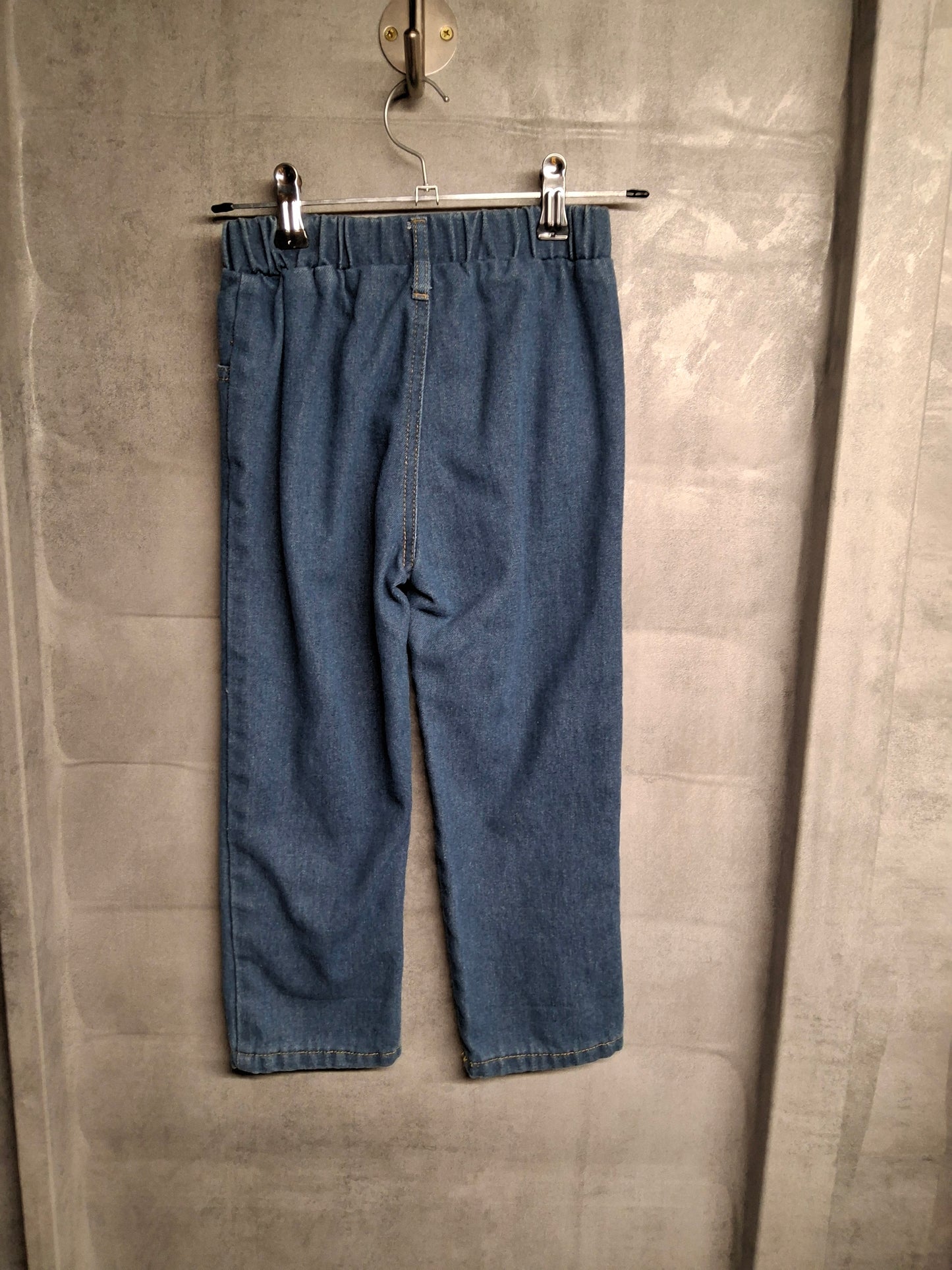 Pat Pat Blue Distressed Jeans – Girls 4–5 Years – Polyester – Leopard Patch Detail