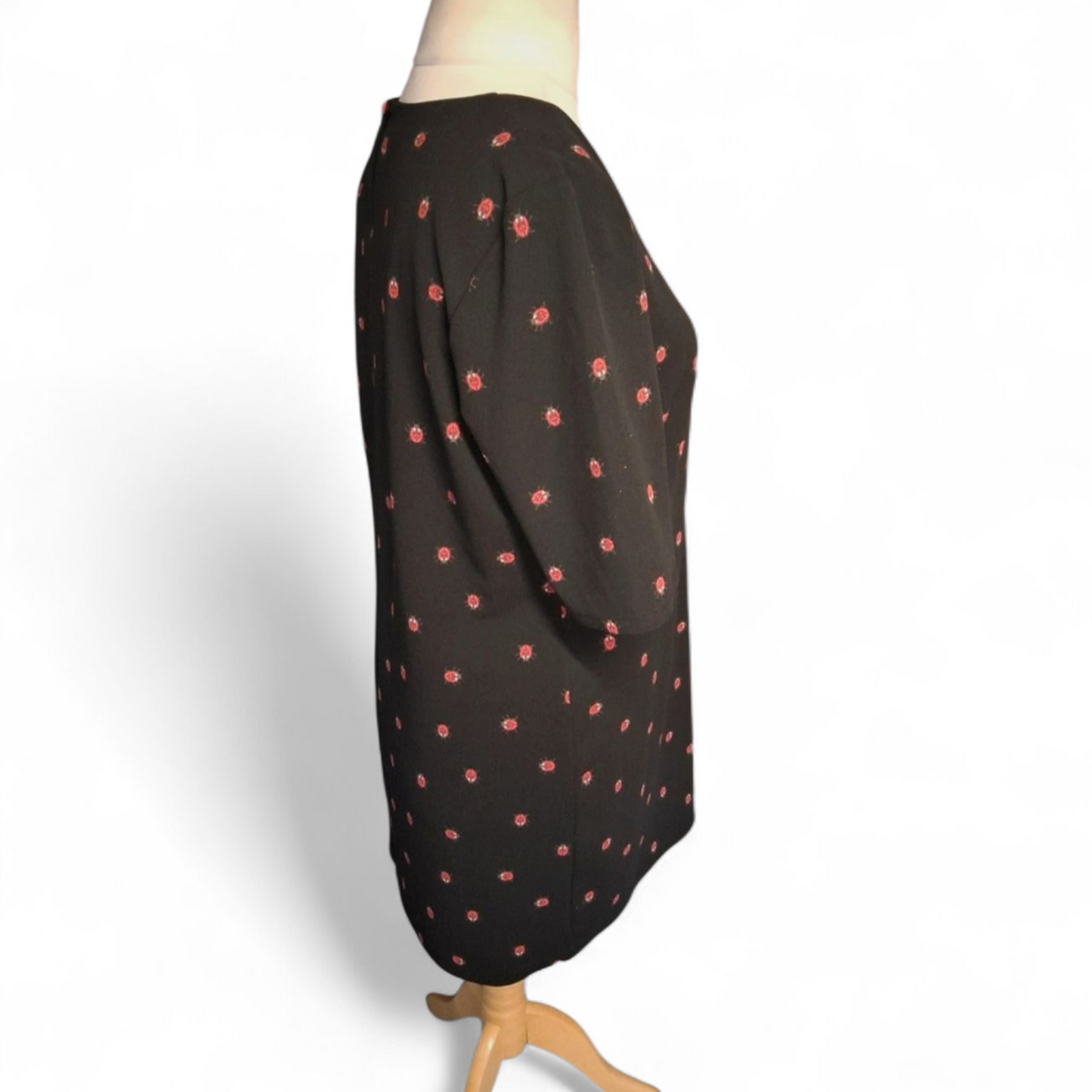 Next Black Ladybird Print Tunic Dress – Size 14 – Quirky Everyday Style £5