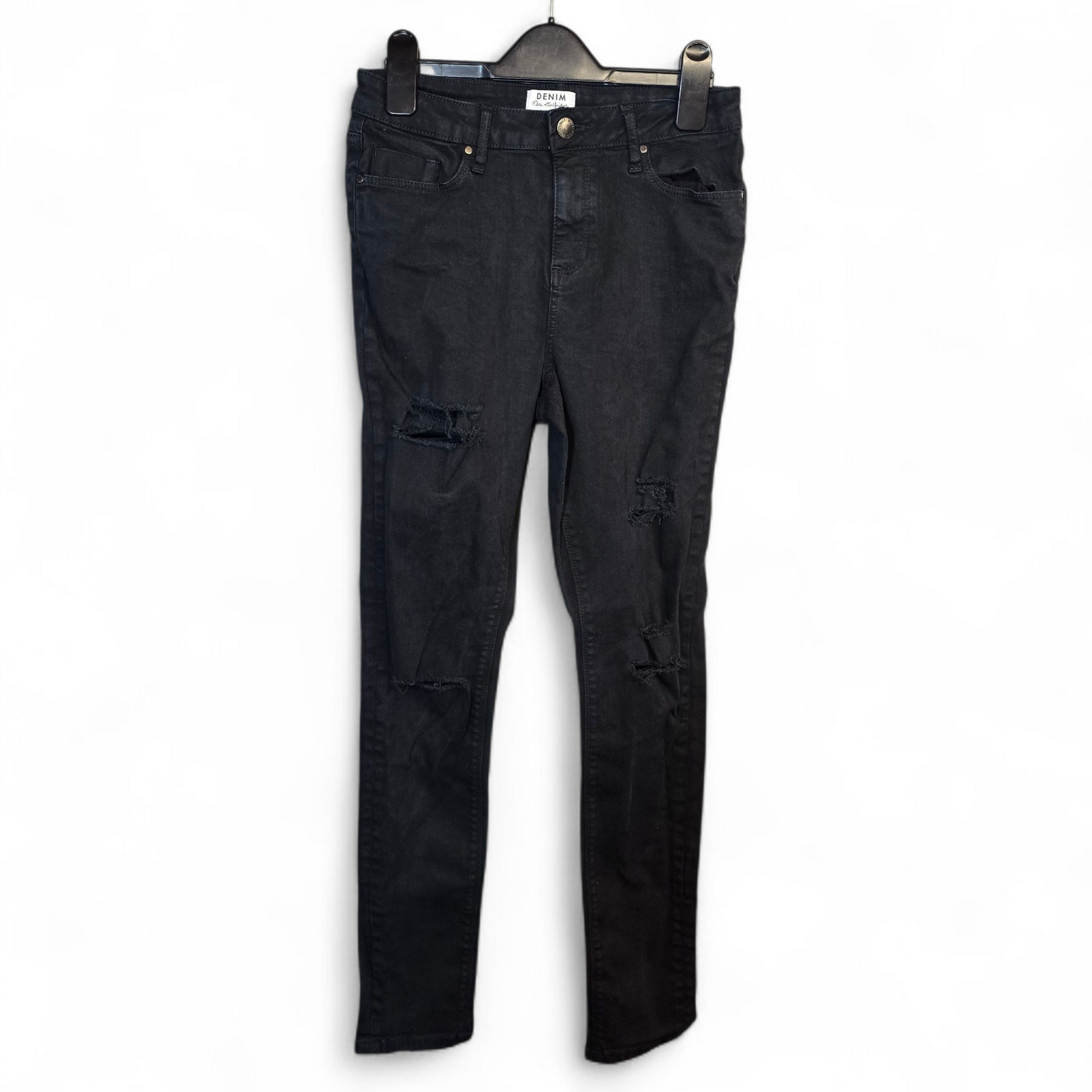 Miss Selfridge Black Ripped Skinny Jeans – High Waisted – Size 10